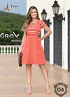 Pink Colour Latest fancy Designer Party Casual Wear Western Cotton Stretchable Lycra One Pice Collection GROV 04